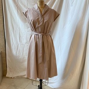 Mauve cotton a line cap sleeve dress